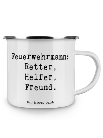 Mr. & Mrs. Panda Becher Emaille Spruch Feuerwehrmann Rettungshel... in Weiß