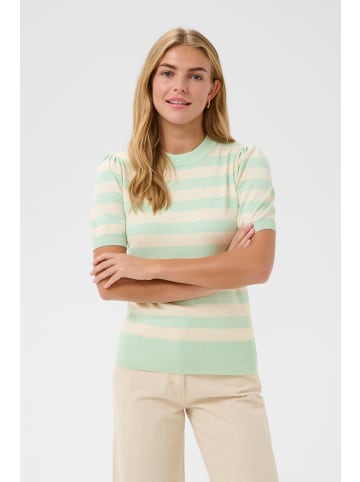 SAINT TROPEZ Strickpullover MilaSZ Gerade Passform in Cameo Green Beige Block Stripe