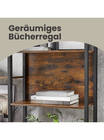VASAGLE Bücherregal Barnet in Vintagebraun, Schwarz - (B)158 x (H)166 x (T)24 cm