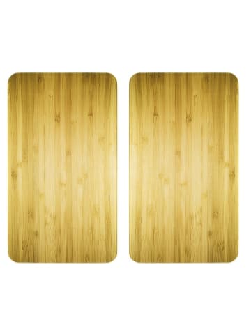 Wenko HOLZHOLZ LOOK Glasschutzplatten für Herd - 2 Stück in Braun, 30 x 0,5 x 52 cm