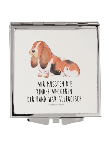 Mr. & Mrs. Panda Kleiner Spiegel Hund Basset Hound mit Spruch in Weiß