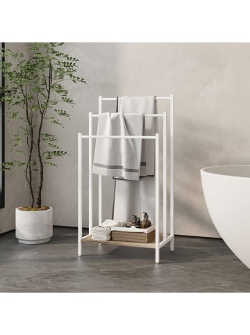 relaxdays Handtuchständer in Natur/ Weiß - (B)43 x (H)81 x (T)28 cm