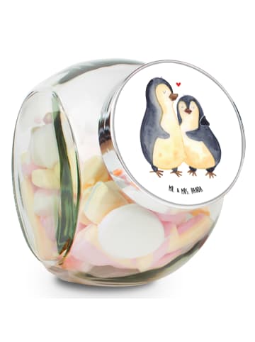 Mr. & Mrs. Panda Bonbonglas Pinguin umarmen ohne Spruch in Weiß