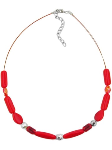 Gallay Kette Drahtkette mit Glasperlen rot-geflammt 42cm in rot