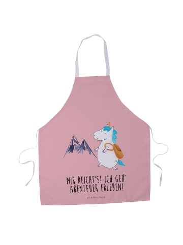 Mr. & Mrs. Panda Schürze Einhorn Bergsteiger mit Spruch in Rot Pastell