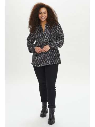 KAFFE curve Langarm-Bluse KCollia in Black / Sand Chain Print