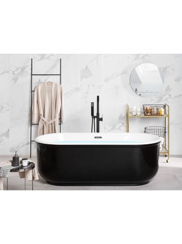 Beliani Freistehende Badewannen PINEL in Schwarz/Weiß/Silber