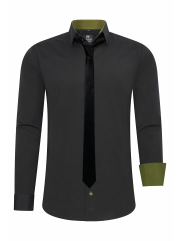 Rusty Neal Hemd mit Krawatte in Schwarz / Khaki