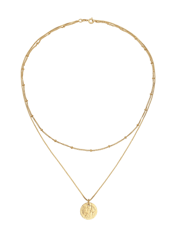 Elli Halskette 925 Sterling Silber Kugel, Plättchen in Gold