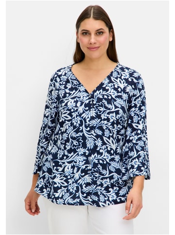 sheego Bluse in tiefblau gemustert