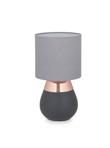relaxdays 2 x Tischlampe in Grau/ Kupfer - (H)32 x Ø 18 cm