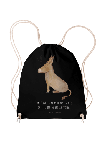 Mr. & Mrs. Panda Gym-Rucksack Esel mit Spruch in Schwarz