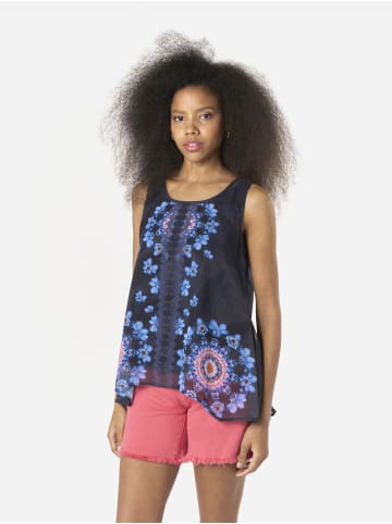 KOROSHI Ärmellose, bedruckte Damenbluse in blau