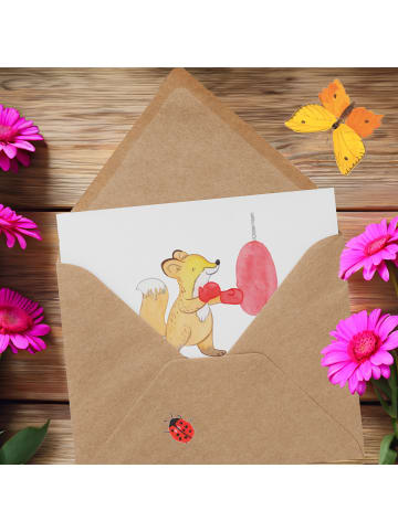 Mr. & Mrs. Panda Einladungskarte Boxen Trainerin mit Spruch in Weiß