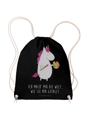 Mr. & Mrs. Panda Rucksack Beutel Einhorn Künstler mit Spruch in Schwarz