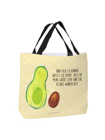Mr. & Mrs. Panda Tote Bag Avocado Kern rollt mit Spruch in Gelb Pastell