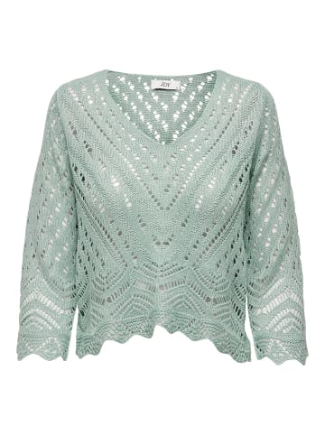 JACQUELINE de YONG Cropped 3/4 Arm Strick Pullover Spitzen Struktur JDYNEW in Mint