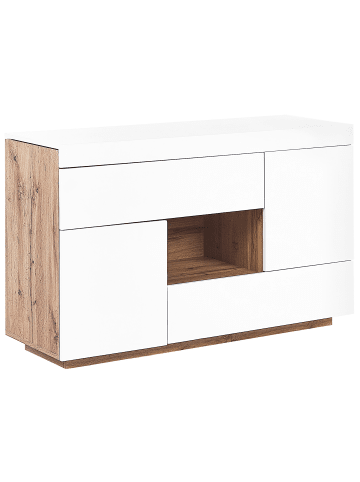 Beliani Schreibtisch GORAN in Weiß/Braun - (W) 120 x (H) 77 x (L) 42 cm