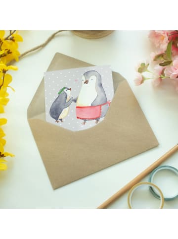 Mr. & Mrs. Panda Grußkarte Pinguin Beste Mami der Welt mit Spruch in Grau Pastell