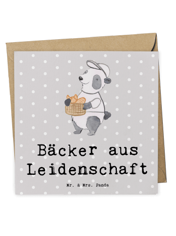 Mr. & Mrs. Panda Glückwunschkarte Bäcker Leidenschaft mit Spruch in Grau Pastell