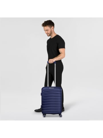 Franky London 4 Rollen Kabinentrolley S 55 cm mit Dehnfalte in dark blue