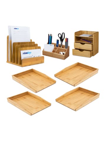 relaxdays 7tlg. Schreibtischset in Natur