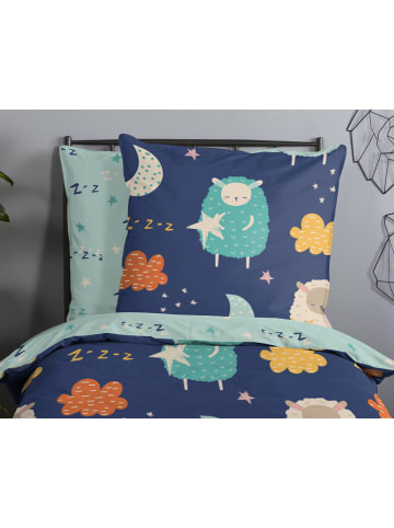 JACK 2 tlg. Renforcé Bettwäsche 135x200cm Schäfchen Traumwelt in Blau