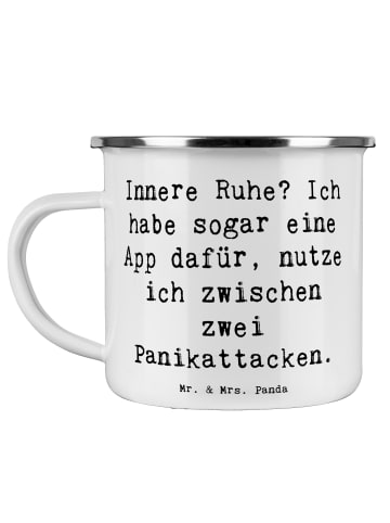 Mr. & Mrs. Panda Emaille Tasse Spruch Innere Ruhe mit Spruch in Weiß