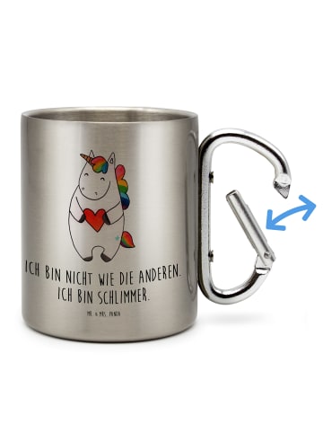 Mr. & Mrs. Panda Becher Einhorn Herz mit Spruch in Silber