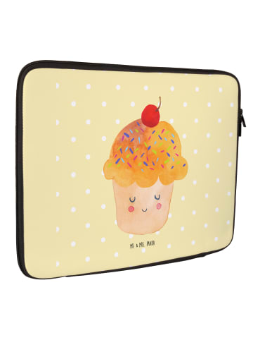 Mr. & Mrs. Panda Laptop Tasche Cupcake ohne Spruch in Gelb Pastell