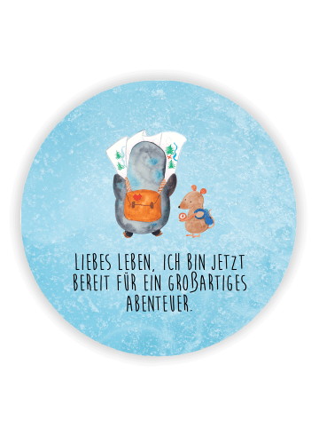 Mr. & Mrs. Panda Rund Magnet Pinguin & Maus Wanderer mit Spruch in Eisblau