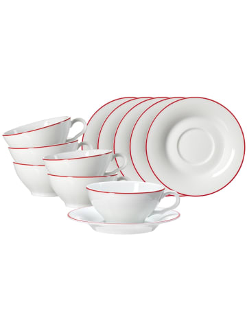 Ritzenhoff & Breker 6er Set Teetassen mit Untertassen Ostfriese in 100 ml in Rot