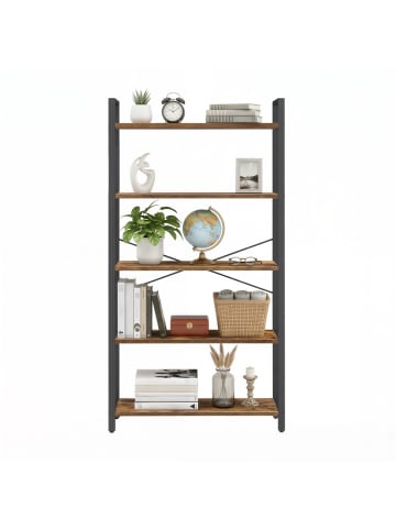 VASAGLE Bücherregal Barnet in Vintagebraun-Schwarz - (B)78 x (H)152.5 x (T)30 cm