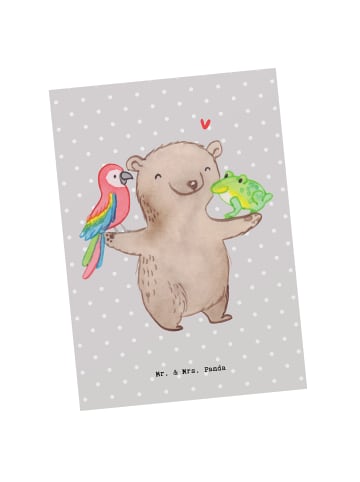 Mr. & Mrs. Panda Postkarte Tierwirt Herz ohne Spruch in Grau Pastell