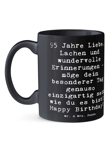 Mr. & Mrs. Panda Pott Spruch 95. Geburtstag mit Spruch in Schwarz