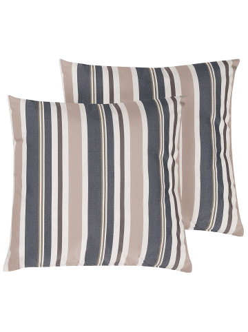 Beliani 2er-Set Gartenkissen KASTOS in Bunt/Braun/Blau