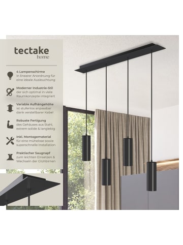 tectake Pendelleuchte Lumea 75 x 9 x 146 cm , schwarz