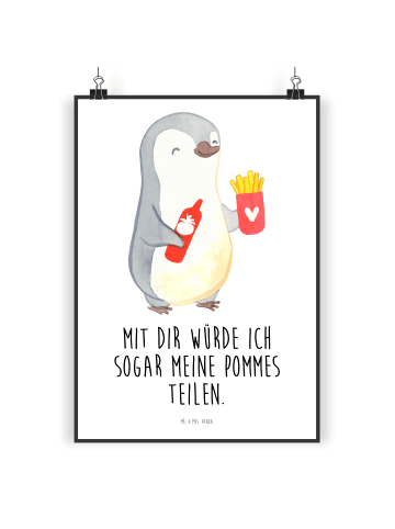 Mr. & Mrs. Panda Küchenposter Pinguin Pommes mit Spruch in Weiß