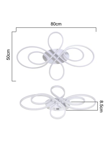 ZMH LED Deckenleuchte in weiß Dimmbar 78W Modern Schlafzimmerlampe L 80cm
