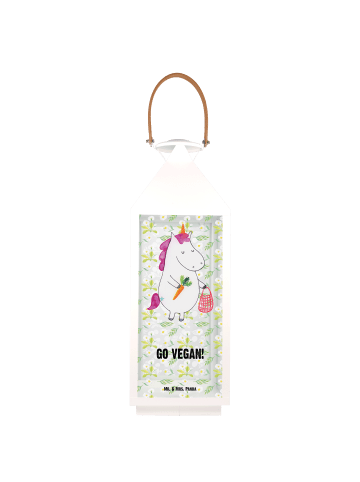 Mr. & Mrs. Panda Outdoor Laterne Einhorn Vegan mit Spruch in Transparent