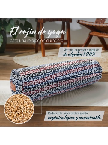 DoYourFitness Yoga-Bolster Tarik gefüllt Dinkelspelz rund Style 17 Bunt