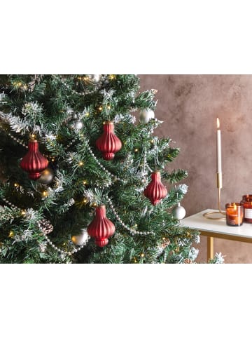 Beliani 8er-Set Weihnachtsbaumkugeln BRILLANT in Rot