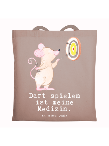 Mr. & Mrs. Panda Tragetasche Maus Dart spielen mit Spruch in Braun Pastell