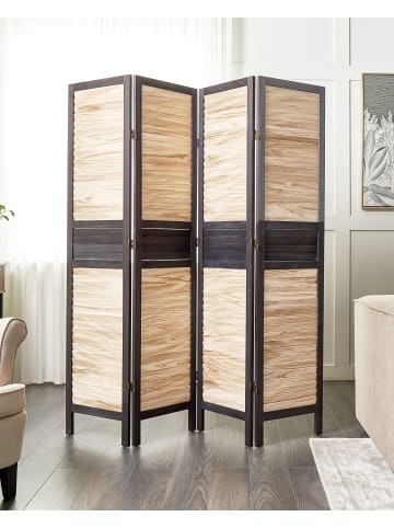 Beliani Paravent BRENNERBAD in Braun/Schwarz - (W) 164 x (H) 170 x (L) 2 cm