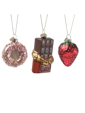 MARELIDA Weihnachtsbaumschmuck Donut Erdbeere Schokolade in bunt