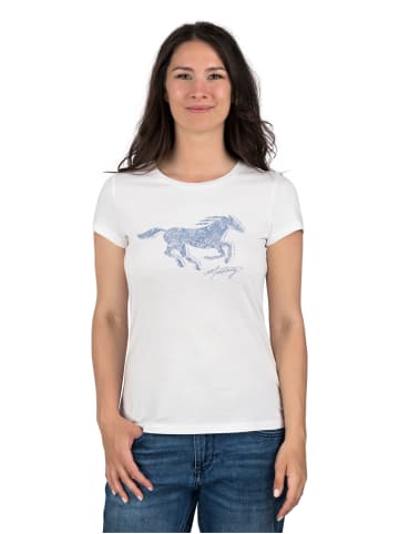 Mustang T-Shirt Alexia C Logo in Weiß