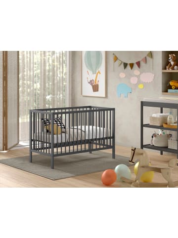 others BABYBETT Kara-lynn 124x84x65 aus Massivholz in Buche Anthrazit