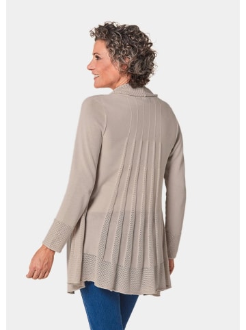 GOLDNER Kurzgröße:  Strickjacke in raffinierter Struktur in perlweiß