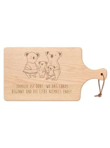 Mr. & Mrs. Panda Schneidebrett Buchenholz Koala Familie mit Spruch in Transparent