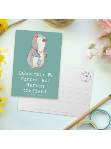 Mr. & Mrs. Panda Postkarte Zahnarzt Nerven mit Spruch in Meeresbrise